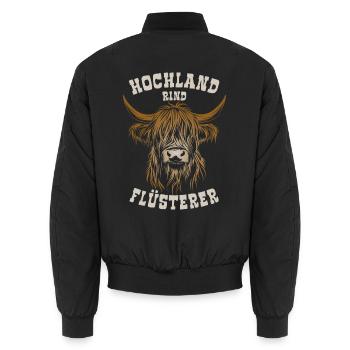 Hochland Rind Flüsterer - Spruch - Unisex Bomberjacke - Schwarz - Hinten - AI Model Male 185 light (185cm)