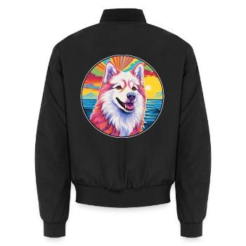 Kanadische Eskimo-Hunderasse Bunte Karikatur Waterco - Unisex Bomberjacke - Schwarz - Hinten - AI Model Male 185 light (185cm)