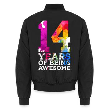 14 ANS D’ÊTRE GÉNIAL 14E ANNIVERSAIRE - Bomber unisexe - noir - Dos - AI Model Male 185 light (185cm)