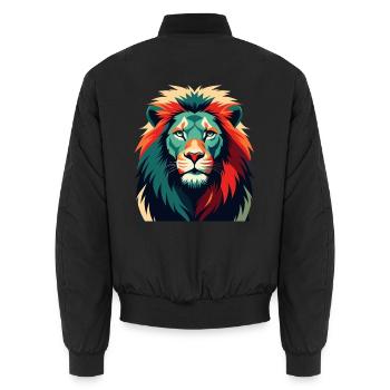 Lion Cartoon Character Colorful Pet Animal - Unisex Bomber Jacket - black - Back - AI Model Male 185 light (185cm)