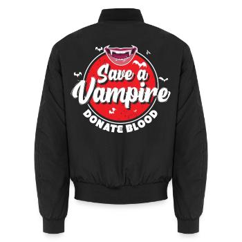 Beschütze Vampire Spende Blut - Unisex Bomberjacke - Schwarz - Hinten - AI Model Male 185 light (185cm)