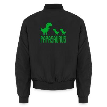 Papa Father Papasaurus retro - Unisex Bomber Jacket - black - Back - AI Model Male 185 light (185cm)