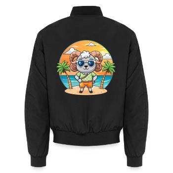 Ram Lustige Cartoon Sommer Strand Sonnenbrille - Unisex Bomberjacke - Schwarz - Hinten - AI Model Male 185 light (185cm)