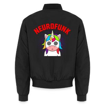 Neurofunk DnB Drumm & Bass Dubstep Festival Rave - Unisex Bomberjacke - Schwarz - Hinten - AI Model Male 185 light (185cm)