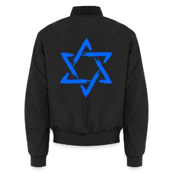 Davidstern Symbol Blau Stern - Unisex Bomberjacke - Schwarz - Hinten - AI Model Male 185 light (185cm)