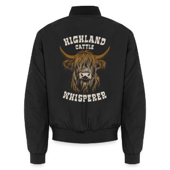 Highland Cattle Whisperer - Kuh - Geschenk - Unisex Bomberjacke - Schwarz - Hinten - AI Model Male 185 light (185cm)
