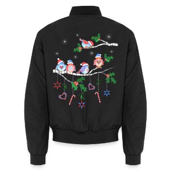 Vögel im Winter auf einem Ast Vogel - Unisex Bomberjacke - Schwarz - Hinten - AI Model Male 185 light (185cm)