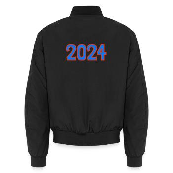2024.Happy New Year. NEW YEAR'S EVE. NEW YEAR. - Unisex Bomber Jacket - black - Back - AI Model Male 185 light (185cm)