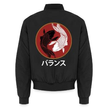 Majestätischer Koi Karpfenteich - Unisex Bomberjacke - Schwarz - Hinten - AI Model Male 185 light (185cm)