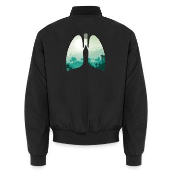 Green nature forest landscape lungs - Unisex Bomber Jacket - black - Back - AI Model Male 185 light (185cm)