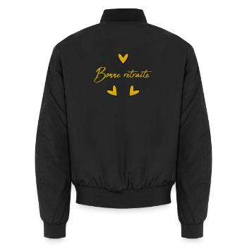 RETRAITE. COLLEGUE. RETRAITE. RETRAITEE. RETRAITE. - Bomber unisexe - noir - Dos - AI Model Male 185 light (185cm)