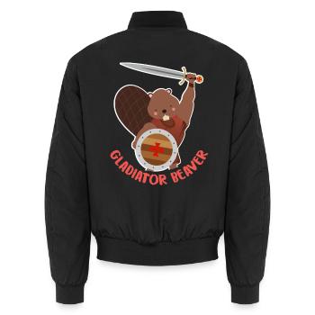 Ritterlicher Biber Schwertkampf - Unisex Bomberjacke - Schwarz - Hinten - AI Model Male 185 light (185cm)