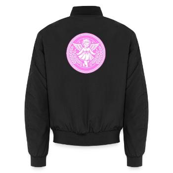 Guardian Angel Logo - Unisex Bomber Jacket - black - Back - AI Model Male 185 light (185cm)