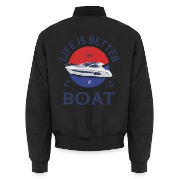 Boot Life is better - Unisex Bomberjacke - Schwarz - Hinten - AI Model Male 185 light (185cm)