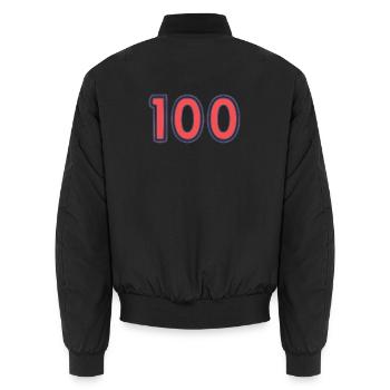 100. 100 JAHRE. 100-JÄHRIGES JUBILÄUM - Unisex Bomberjacke - Schwarz - Hinten - AI Model Male 185 light (185cm)