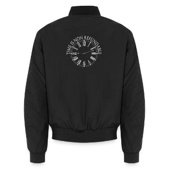 Time is non refundable Rom Design - Unisex Bomber Jacket - black - Back - AI Model Male 185 light (185cm)