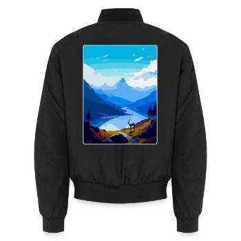Snowdon Wales Uk Vintage Reiseposter Souvenir - Unisex Bomberjacke - Schwarz - Hinten - AI Model Male 185 light (185cm)