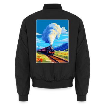 Orient Express Zug Europa Vintage Reiseplakat - Unisex Bomberjacke - Schwarz - Hinten - AI Model Male 185 light (185cm)