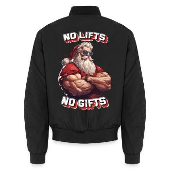 Krasser Santa - No Lifts no Gifts - Unisex Bomberjacke - Schwarz - Hinten - AI Model Male 185 light (185cm)