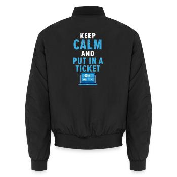 Keep Calm And Put In A Ticket Tech Support - Unisex Bomberjacke - Schwarz - Hinten - AI Model Male 185 light (185cm)