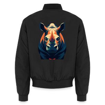 Nashorn Zeichentrickfigur Buntes Haustier Tier - Unisex Bomberjacke - Schwarz - Hinten - AI Model Male 185 light (185cm)