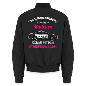 Polizei Einsatzwagen Polizist Mädchen Spruch - Unisex Bomberjacke - Schwarz - Hinten - AI Model Male 185 light (185cm)