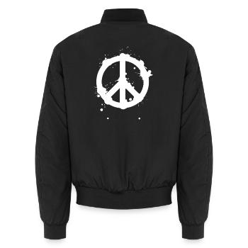 Peace Splash Guerrilla Print Style - Unisex Bomber Jacket - black - Back - AI Model Male 185 light (185cm)