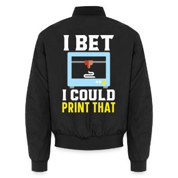 Ich wette, ich könnte diesen Machinisten 3D-drucke - Unisex Bomberjacke - Schwarz - Hinten - AI Model Male 185 light (185cm)