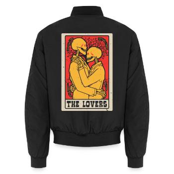 Die Liebenden Tarotkarte Schamane Wahrsagerei - Unisex Bomberjacke - Schwarz - Hinten - AI Model Male 185 light (185cm)