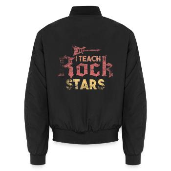 Gitarrenlehrer Geschenk - Unisex Bomberjacke - Schwarz - Hinten - AI Model Male 185 light (185cm)