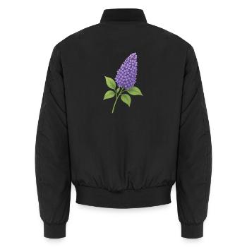 Fliederblüte – zarte Frühlingspracht - Unisex Bomberjacke - Schwarz - Hinten - AI Model Male 185 light (185cm)