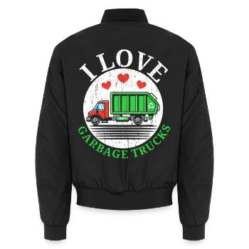 I Love Garbage Trucks Müllabfuhr Recycling - Unisex Bomberjacke - Schwarz - Hinten - AI Model Male 185 light (185cm)