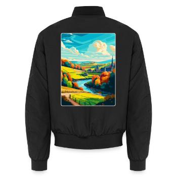 Ardennen Frankreich Vintage Reiseplakat Souvenir WPA - Unisex Bomberjacke - Schwarz - Hinten - AI Model Male 185 light (185cm)