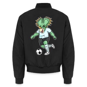 Torhungriger Triceratops Stürmer - Unisex Bomberjacke - Schwarz - Hinten - AI Model Male 185 light (185cm)