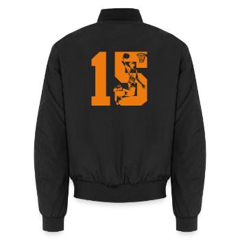 NUMBER 15 BASKETBALL 15TH BIRTHDAY - Unisex Bomber Jacket - black - Back - AI Model Male 185 light (185cm)