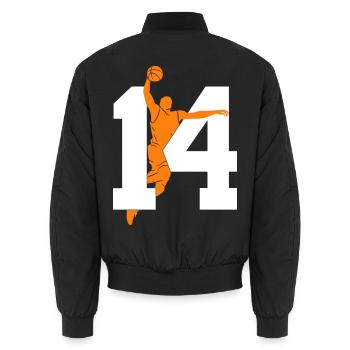 NUMBER 14 BASKETBALL 14TH BIRTHDAY - Unisex Bomber Jacket - black - Back - AI Model Male 185 light (185cm)