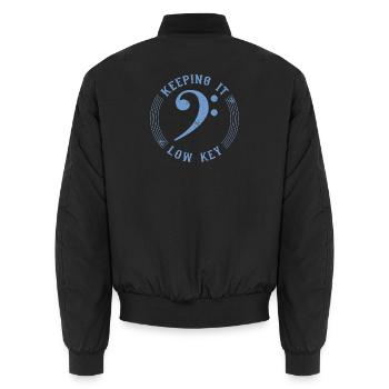 Bassschlüssel Blau - Vintage Musical Symbol - Unisex Bomberjacke - Schwarz - Hinten - AI Model Male 185 light (185cm)