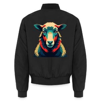 Schaf Cartoon Figur Buntes Haustier Tier - Unisex Bomberjacke - Schwarz - Hinten - AI Model Male 185 light (185cm)