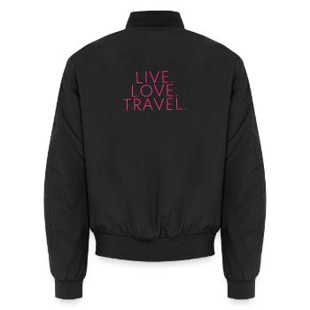 Live Love Travel Design Reisen Reise - Unisex Bomberjacke - Schwarz - Hinten - AI Model Male 185 light (185cm)