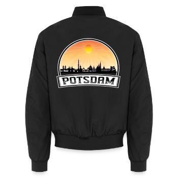Potsdam Deutschland Skyline Vintage Sunset Travel Souv - Unisex Bomberjacke - Schwarz - Hinten - AI Model Male 185 light (185cm)