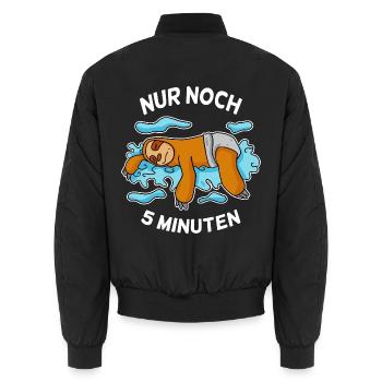 Nur noch 5 Minuten Baby Faultier schlafen Schlaf - Unisex Bomberjacke - Schwarz - Hinten - AI Model Male 185 light (185cm)