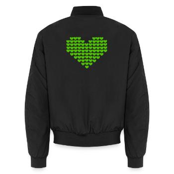 Grünes Herz Muster Geschenk  - Unisex Bomberjacke - Schwarz - Hinten - AI Model Male 185 light (185cm)