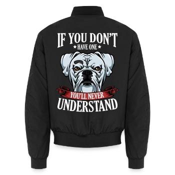 Cool Boxer Statement Spruch Hundehalter Geschenk - Unisex Bomberjacke - Schwarz - Hinten - AI Model Male 185 light (185cm)