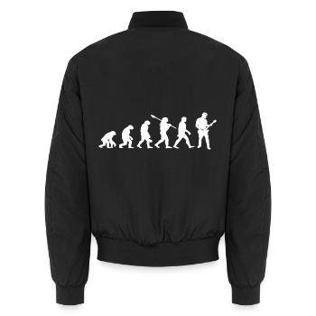 Evolution-Gitarrist - Unisex Bomberjacke - Schwarz - Hinten - AI Model Male 185 light (185cm)