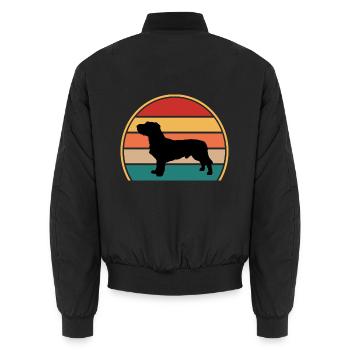 Basset Fauve De Bretagne Hundesilhouette Retro Sonne - Unisex Bomberjacke - Schwarz - Hinten - AI Model Male 185 light (185cm)