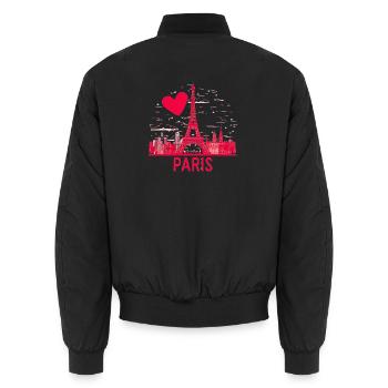 I like minimalist Paris - Unisex Bomber Jacket - black - Back - AI Model Male 185 light (185cm)