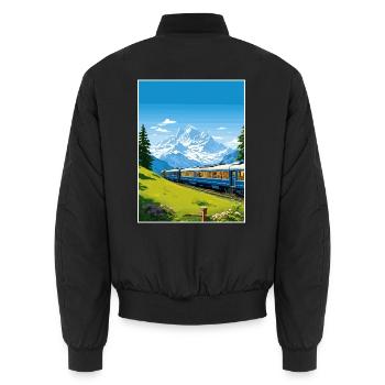 Orient Express Europa Deko Vintage Reiseposter - Unisex Bomberjacke - Schwarz - Hinten - AI Model Male 185 light (185cm)