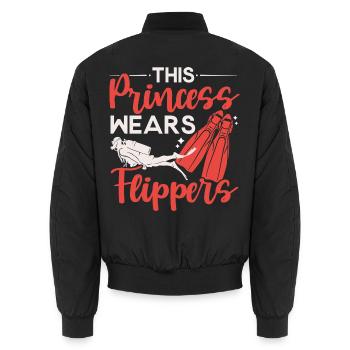 Diese Prinzessin trägt Flossen Tauchen Tauchen Tau - Unisex Bomberjacke - Schwarz - Hinten - AI Model Male 185 light (185cm)