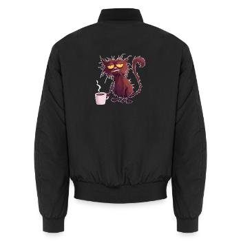 Katze Kaffe schlechter Tag Kättzchen - Unisex Bomberjacke - Schwarz - Hinten - AI Model Male 185 light (185cm)