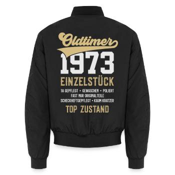 53. GEBURTSTAG OLDTIMER 1973 - Unisex Bomberjacke - Schwarz - Hinten - AI Model Male 185 light (185cm)